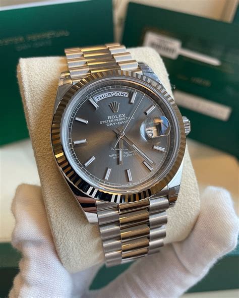 rolex day date turquoise white gold|Rolex Day-Date 40mm price.